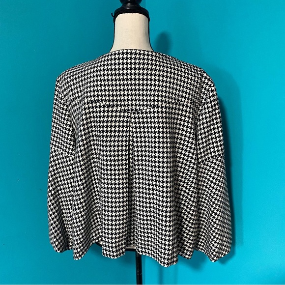 Vintage Worthington XL Black White Houndstooth Puff Balloon Sleeve Jacket - Picture 4 of 5